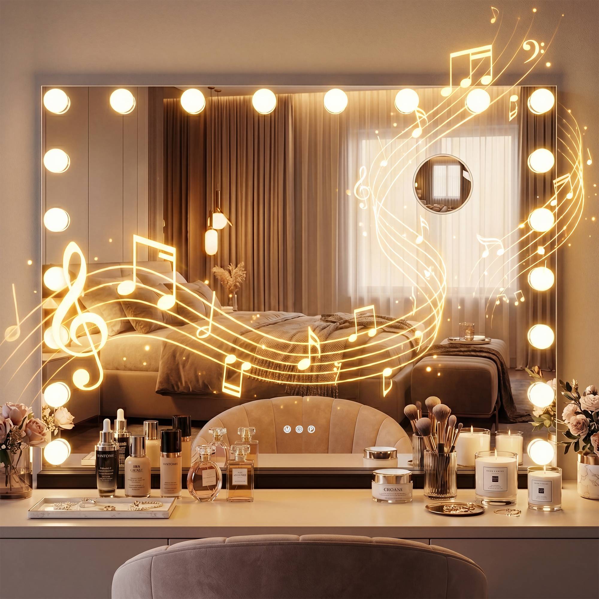 Schminkspiegel Norlina mit Bluetooth schwarz mit Bluetooth