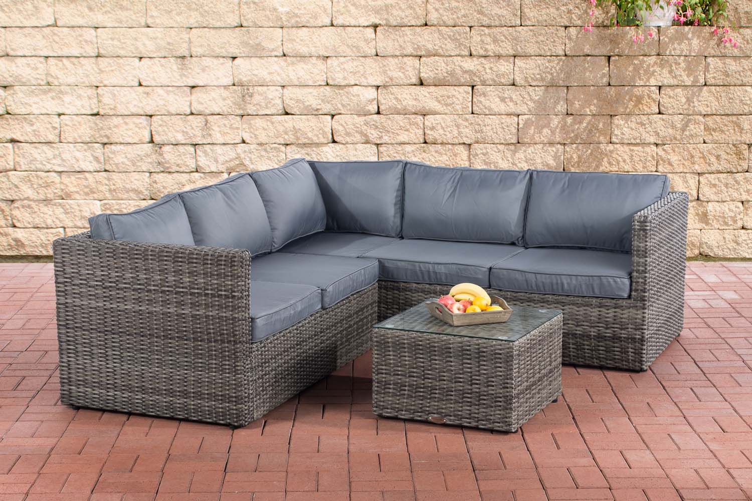 Polyrattan Gartengarnitur Liberi 5mm grau-meliert eisengrau