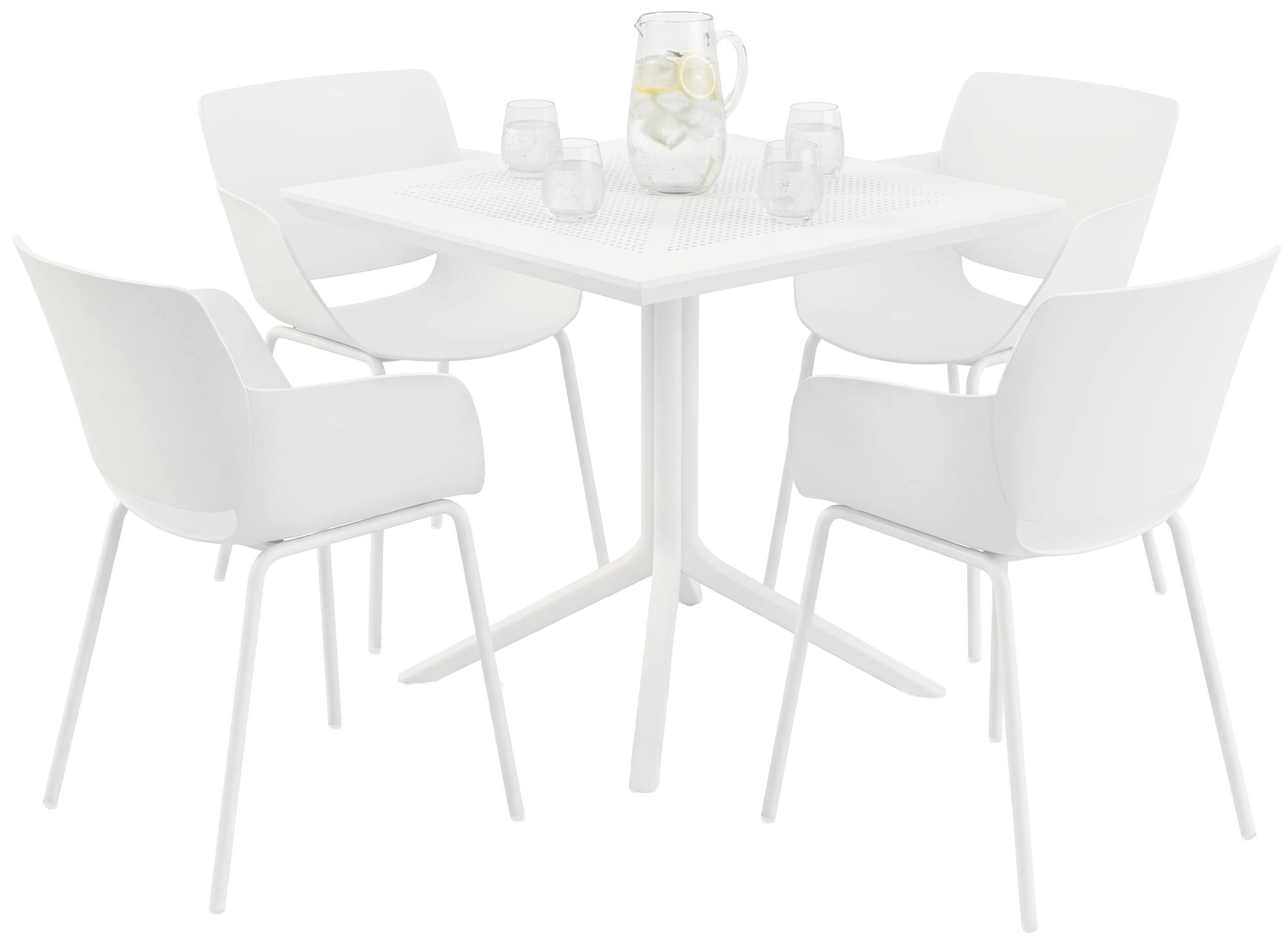 Gartenmöbel-Set Lirra mit 4 Stühlen weiß