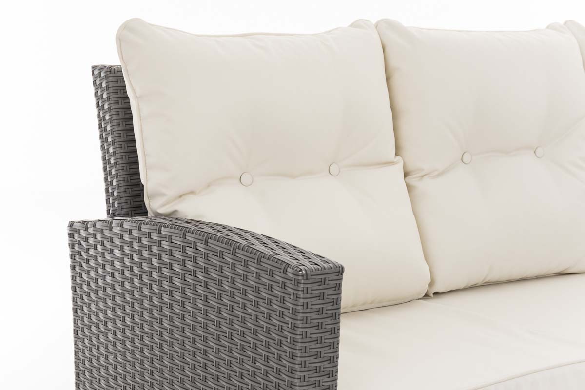 Polyrattan L Garnitur Minari ohne Tisch grau cremeweiß
