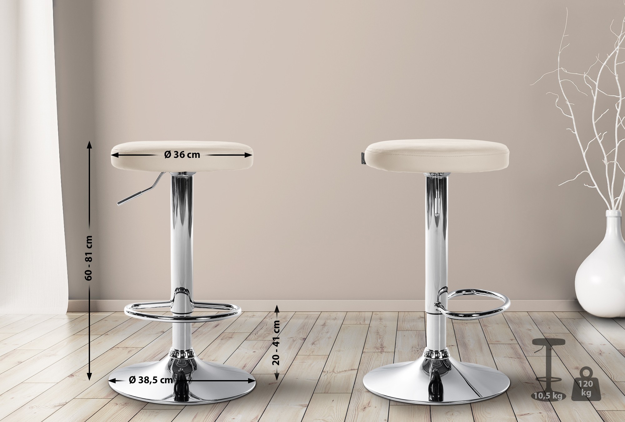 2er Set Barhocker Ponte Kunstleder