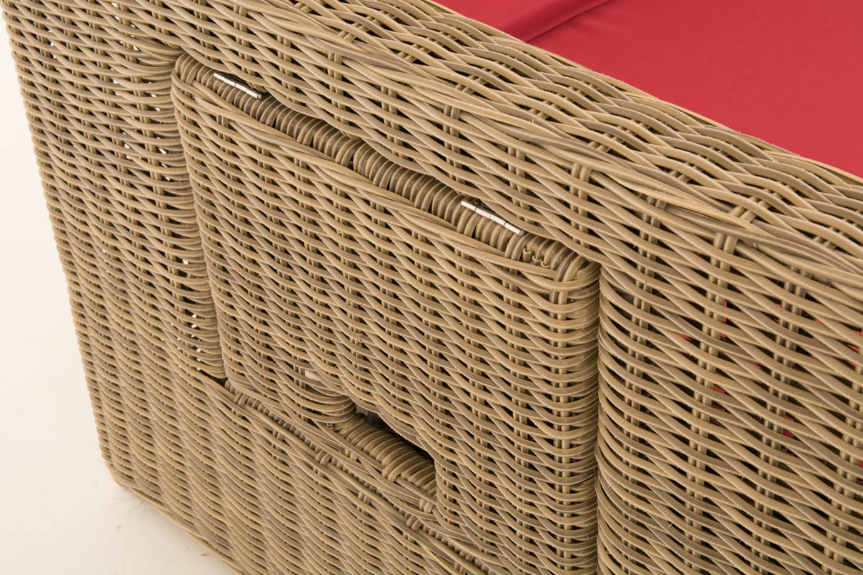 Polyrattan Sofa Ancona 5mm natura rubinrot