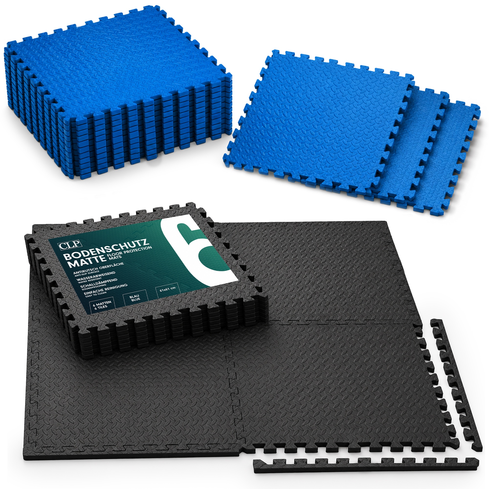 Bodenschutzmatte 61x61 cm 6er-Set schwarz