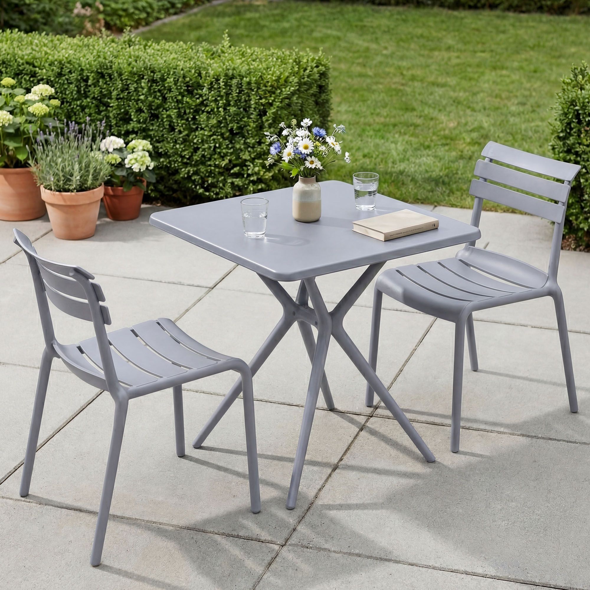 Gartenmöbel-Set Vela mit 2 Stühlen grau