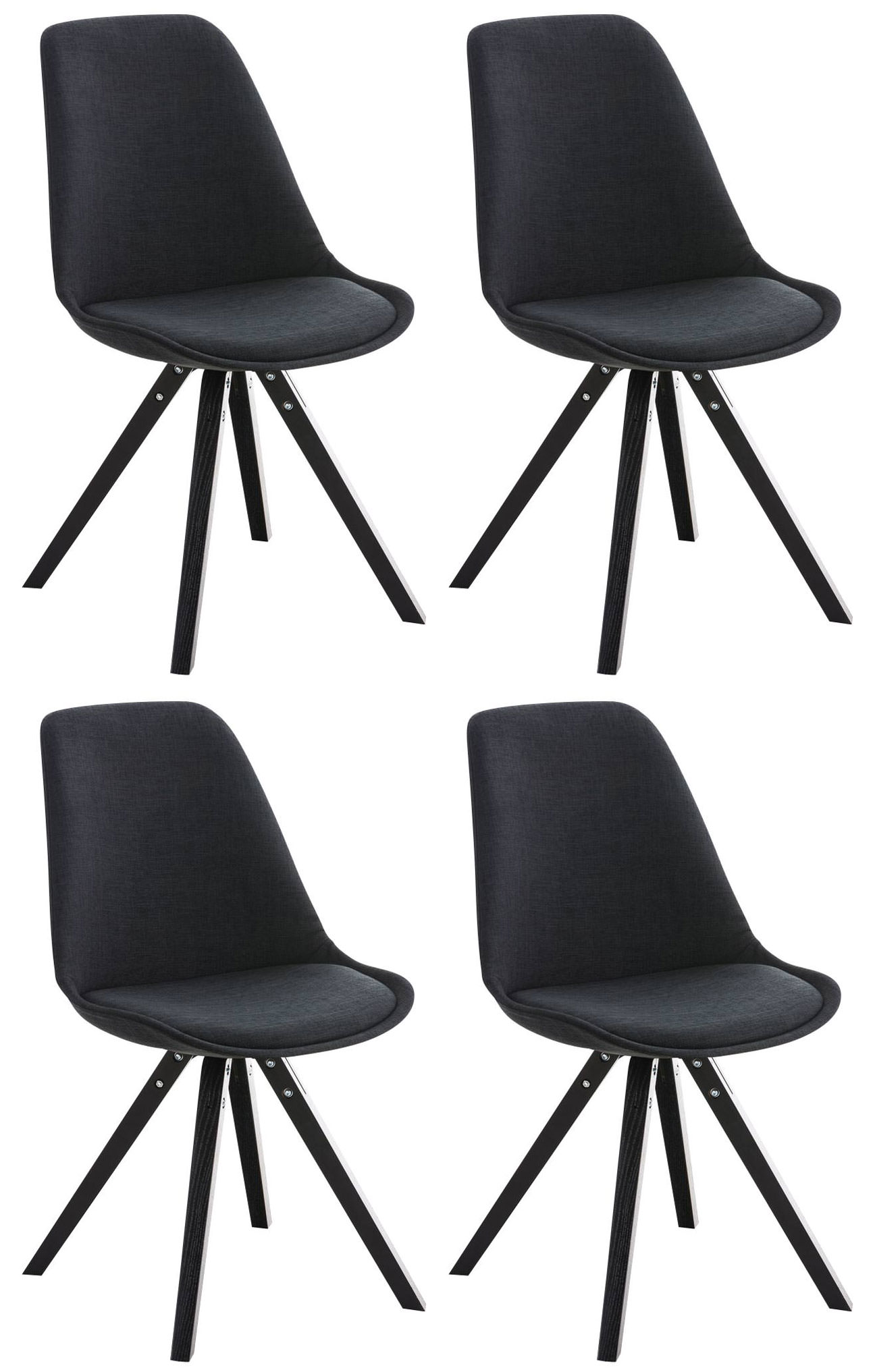 4er Set Stühle Pegleg Stoff Square schwarz schwarz
