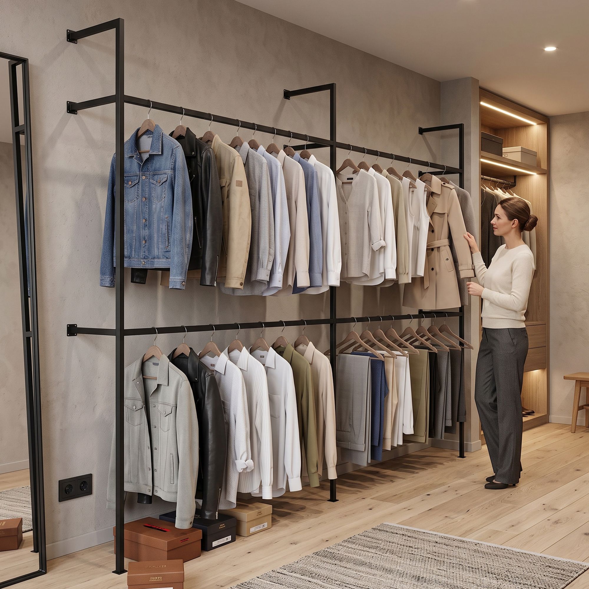 Wandgarderobe Arundel schwarz 296x35x220 cm