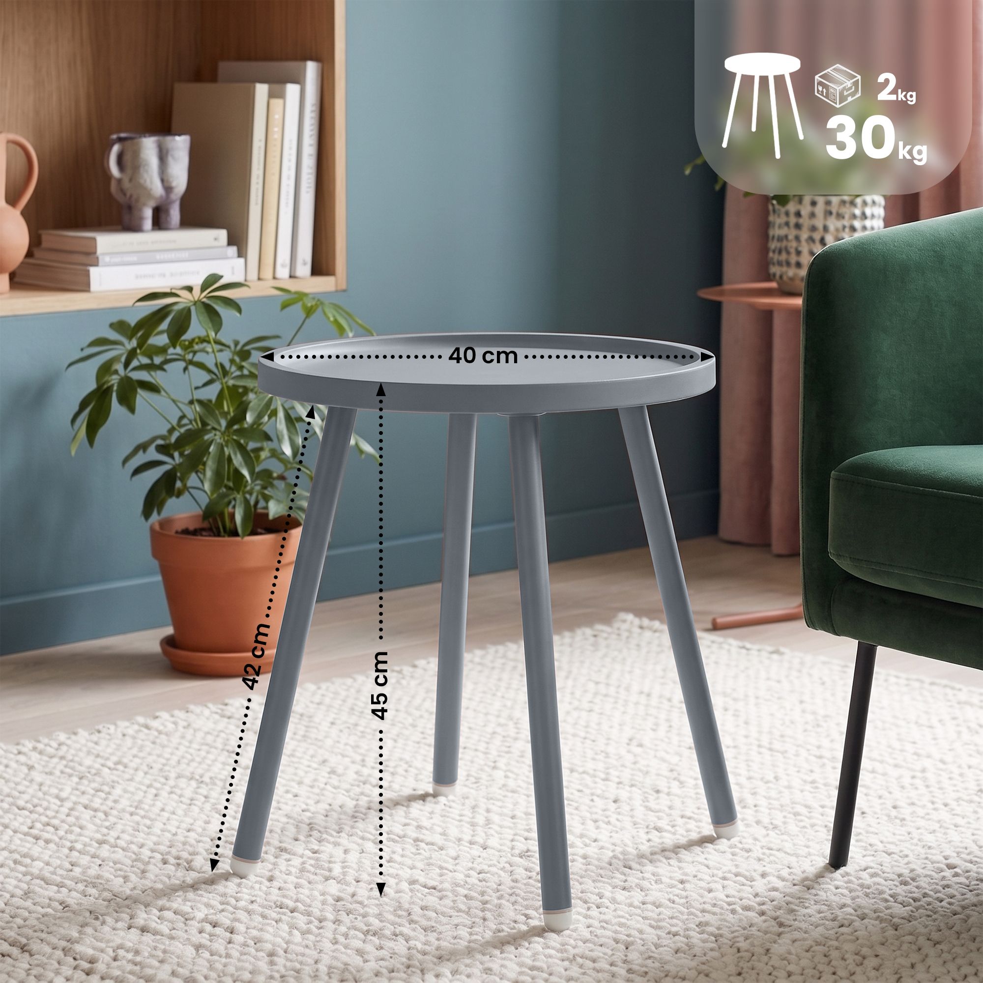 Beistelltisch Busan Ø 40 cm grau