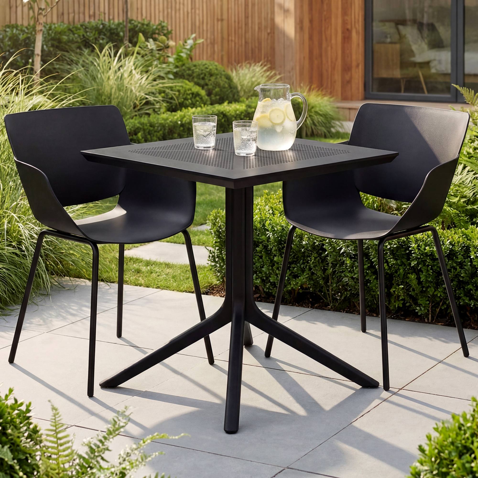 Gartenmöbel-Set Lirra mit 2 Stühlen schwarz