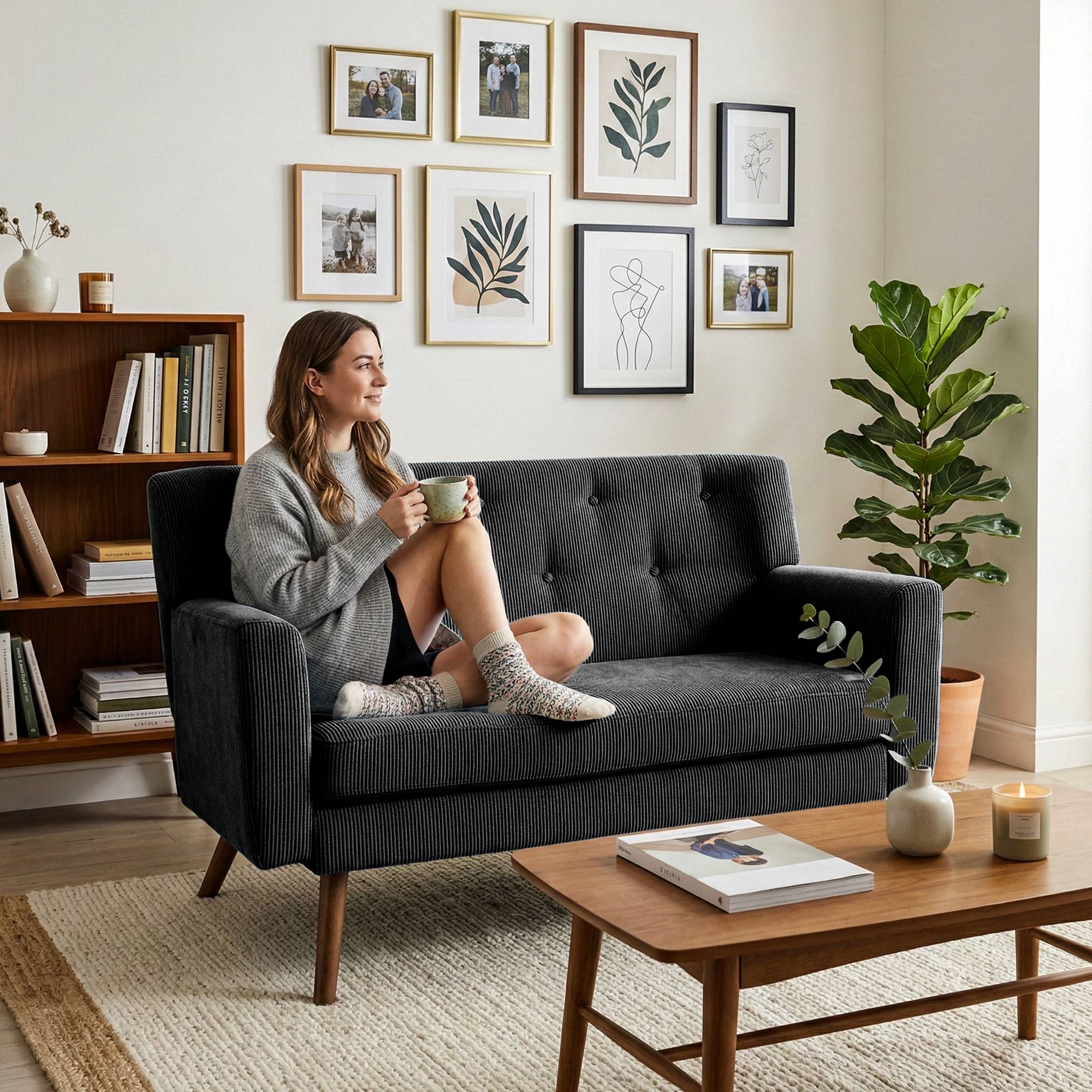 Sofa Kioni Cord schwarz