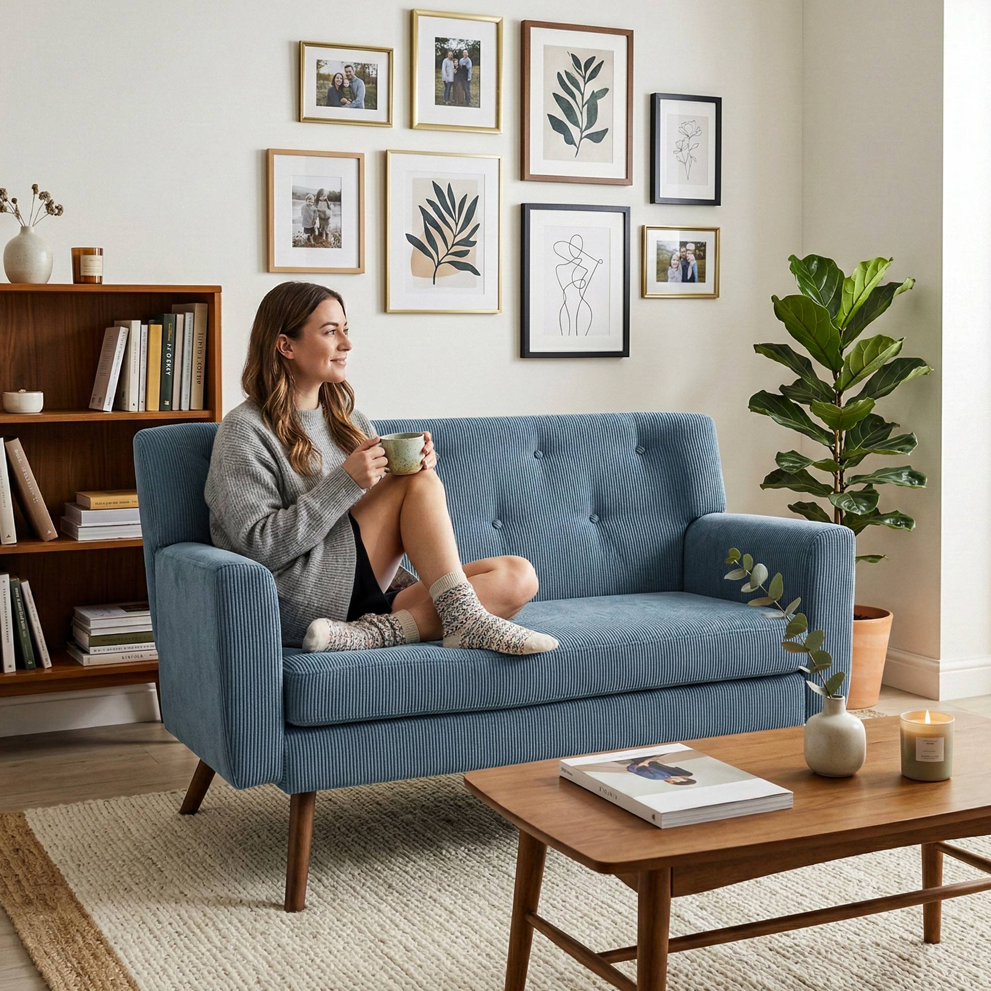 Sofa Kioni Cord blau