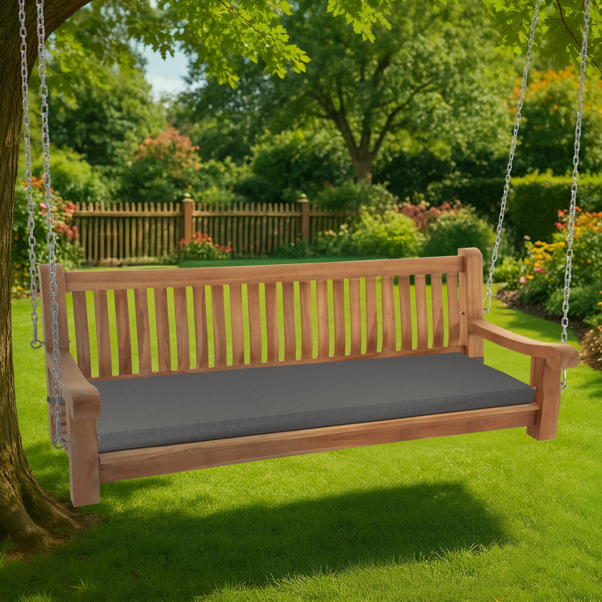 Schaukelbank wetterfest Joyce mit Sitzkissen dunkelgrau 166x48x8 cm