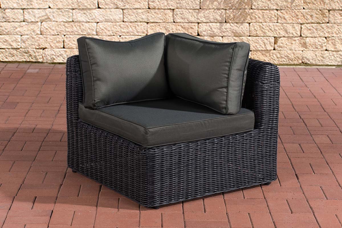 Polyrattan Eck-Sofa Marbella 5mm schwarz anthrazit