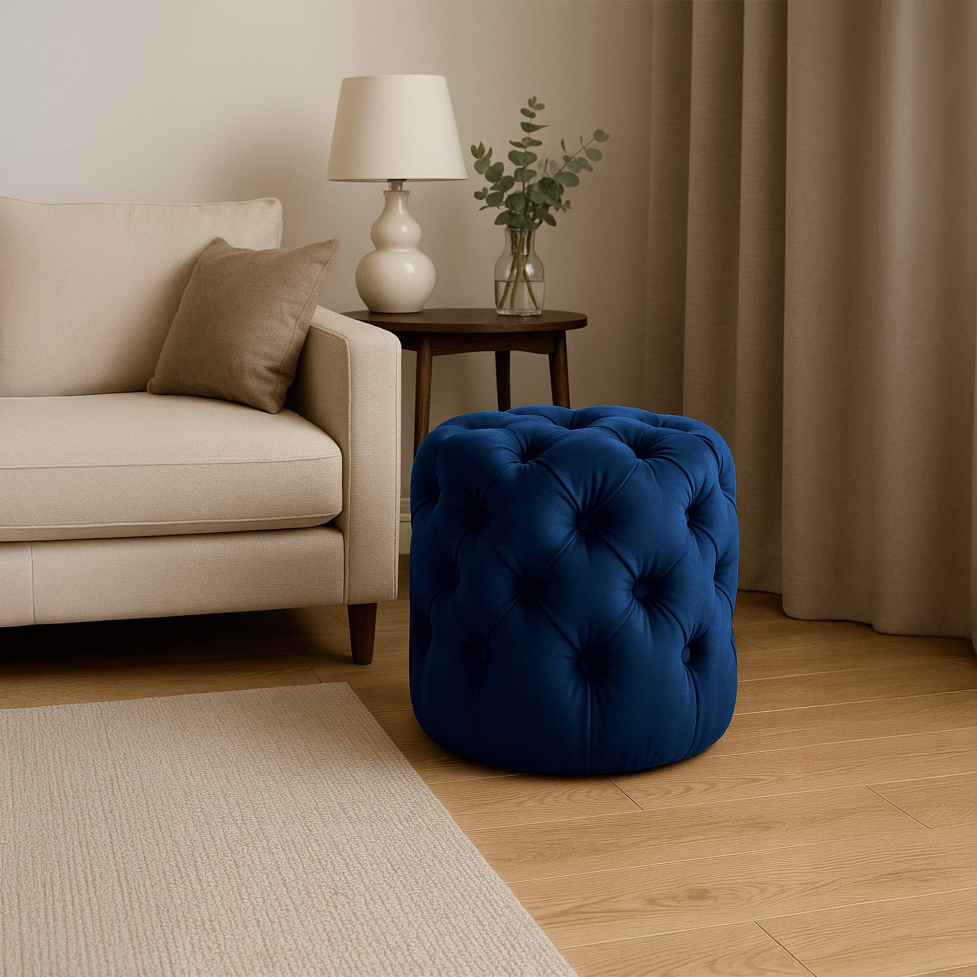 Sitzhocker Drancy Samt blau M