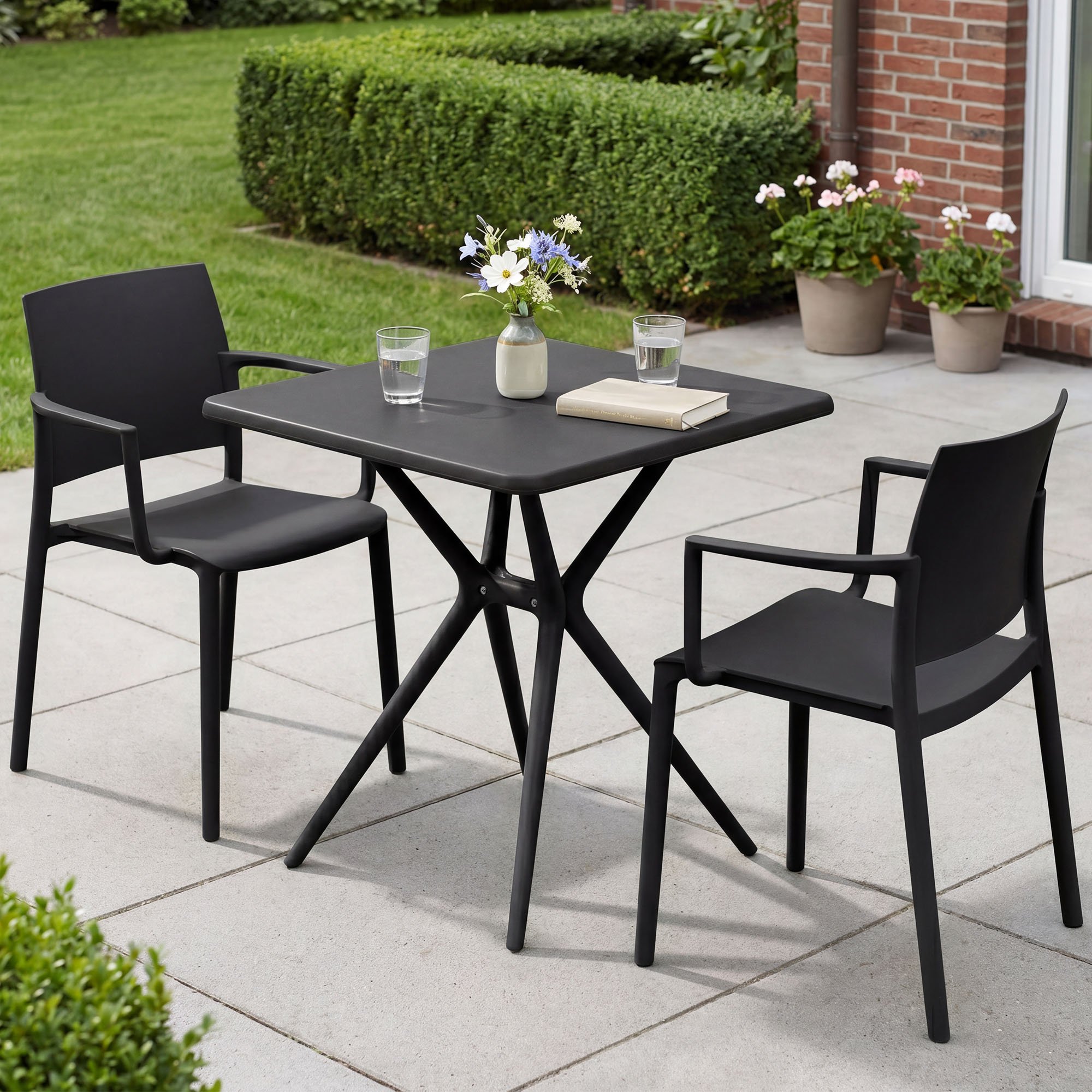 Gartenmöbel-Set Pula schwarz