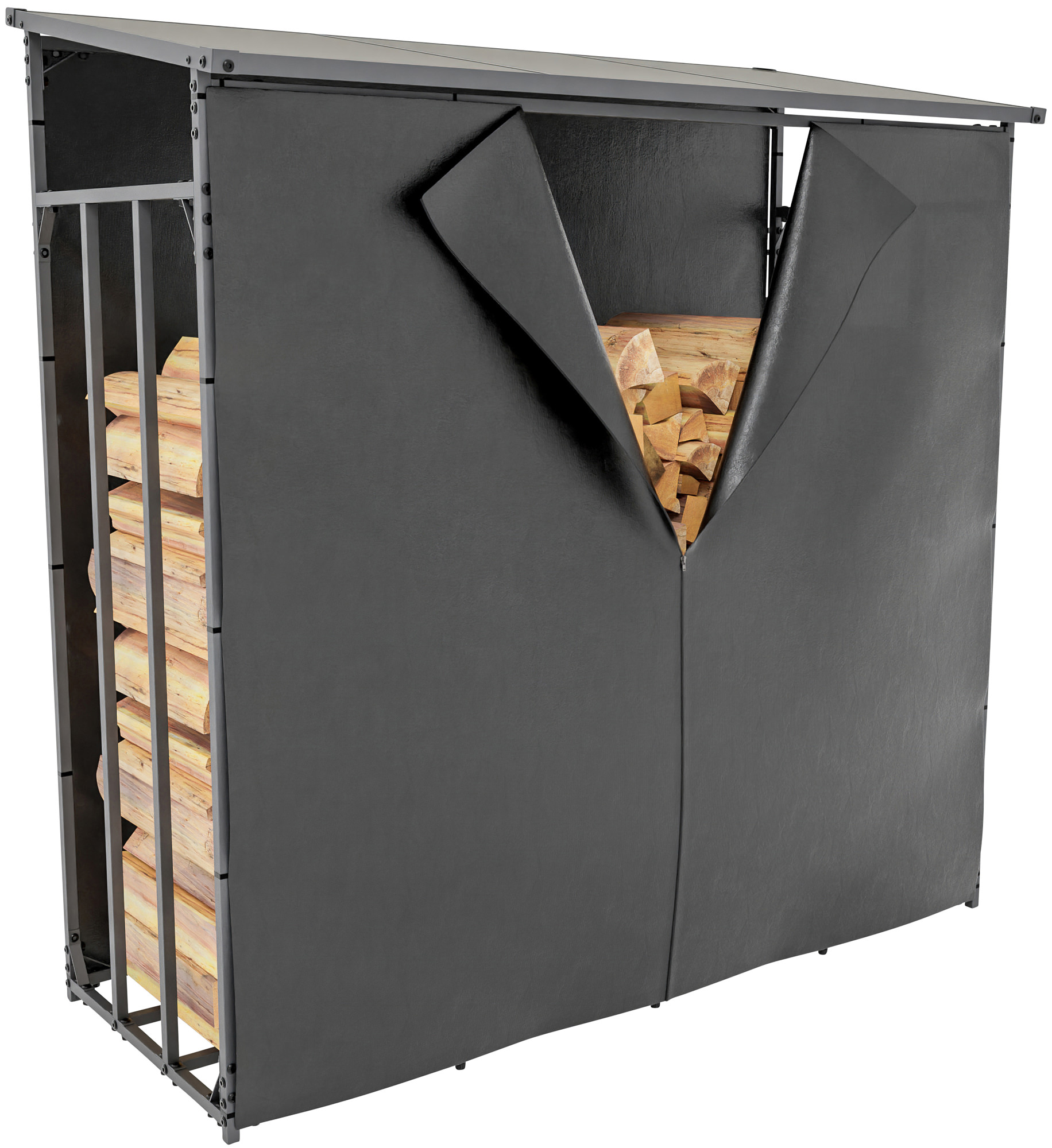 Kaminholzunterstand Ruston Aluminium + Abdeckplane XL