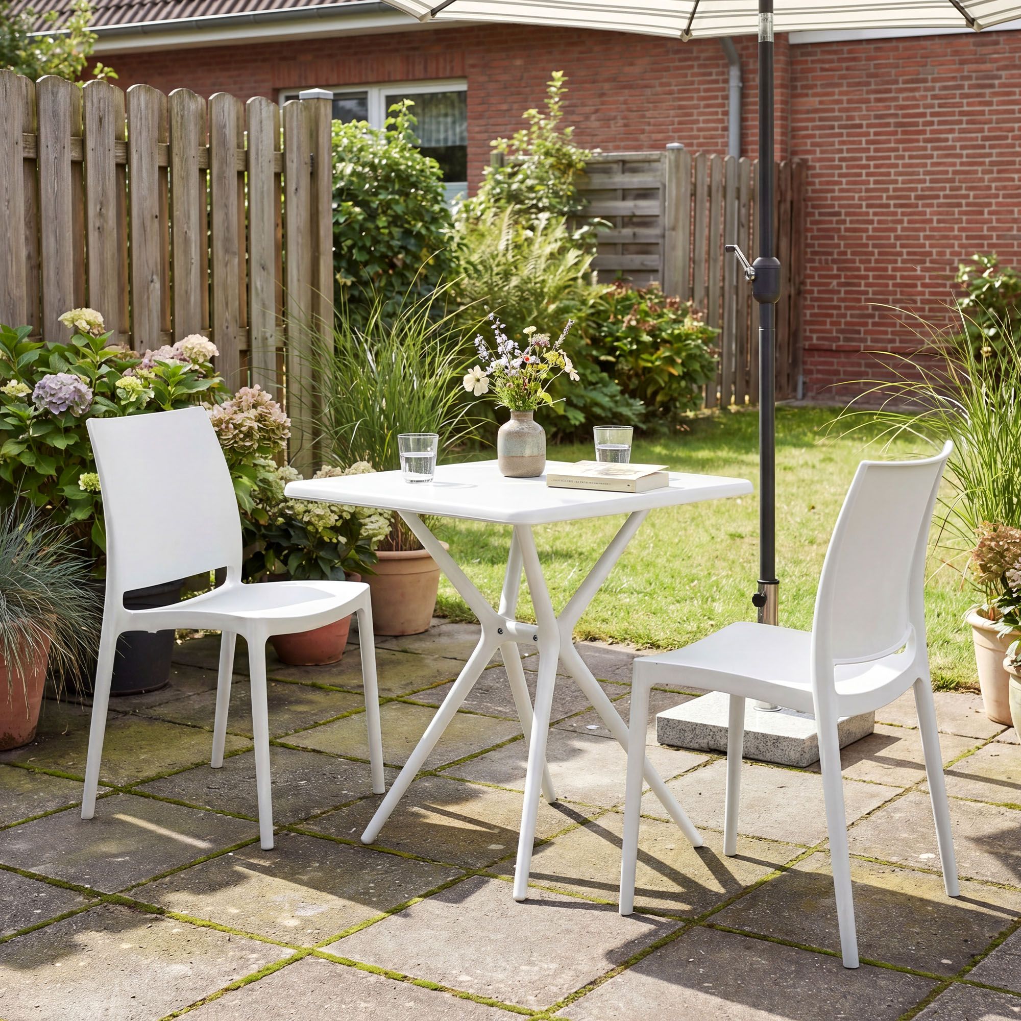 Gartenmöbel-Set Amino mit 2 Stühlen weiß