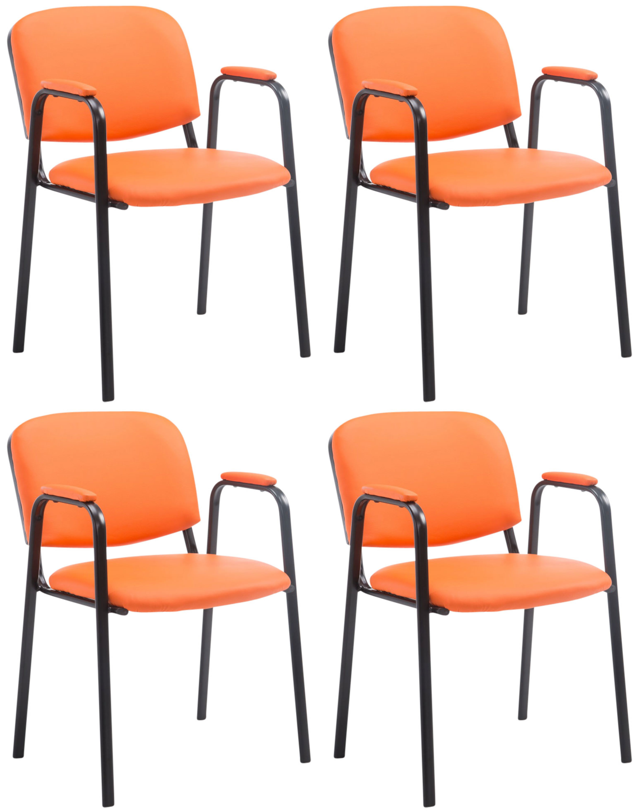 4er Set Besucherstühle Ken Pro Kunstleder orange