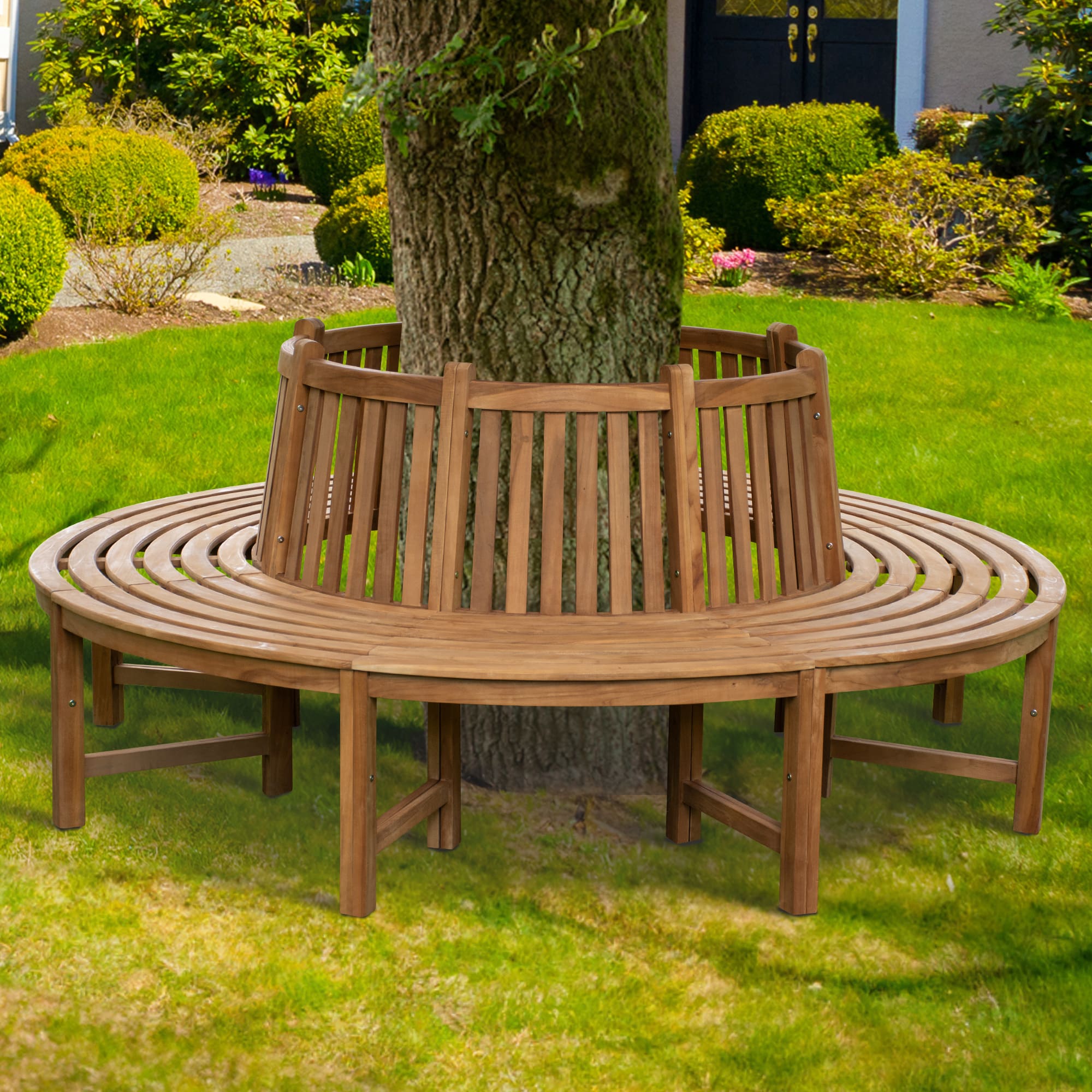 Baumbank Teak Nila mit Rückenlehne braun