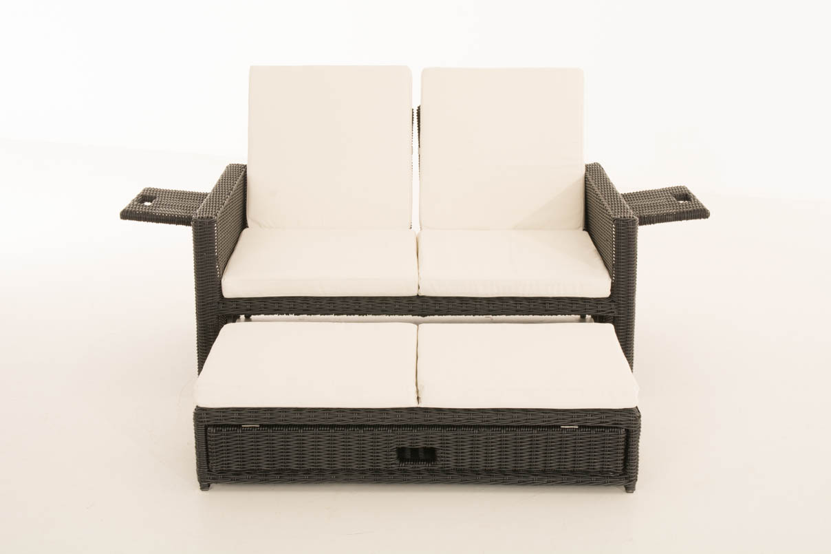 Polyrattan Sofa Ancona 5mm schwarz cremeweiß