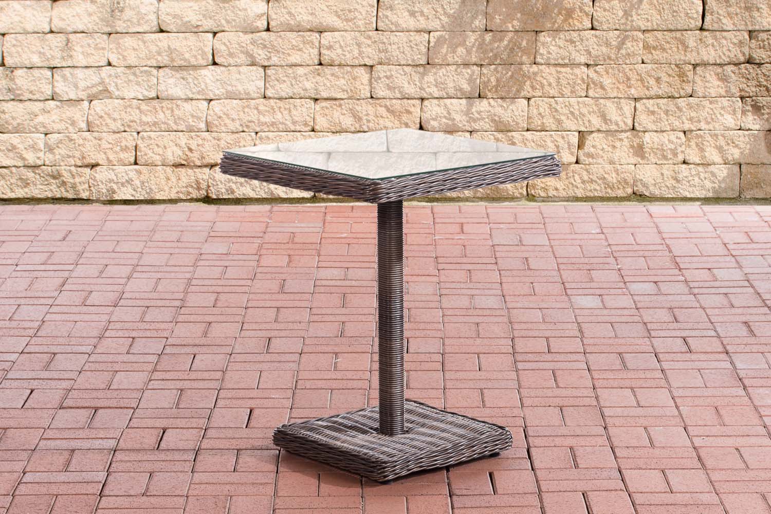 Polyrattan Tisch Sitzgruppe Sankt Marlo braun-meliert