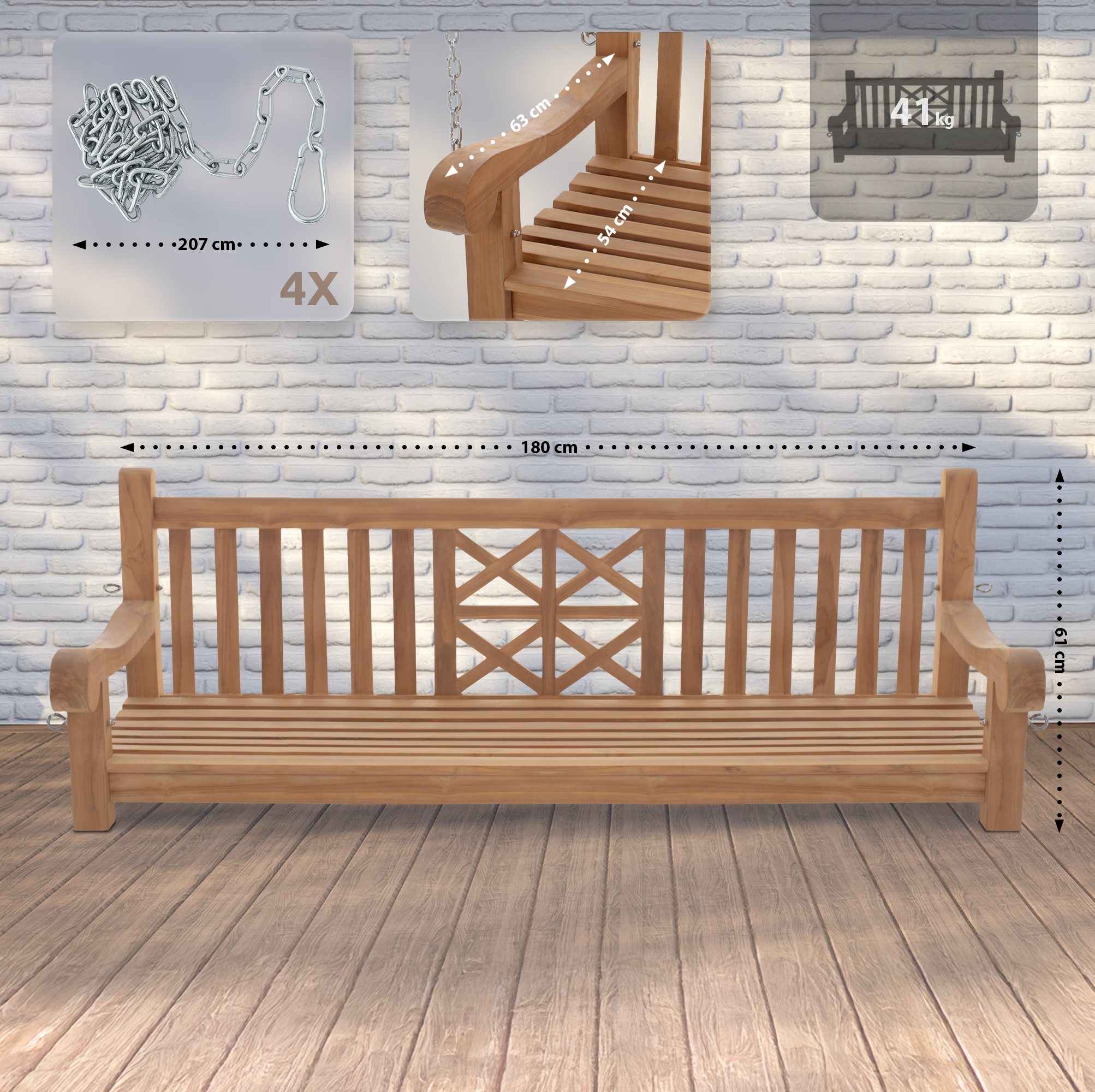 Schaukelbank Farm teak 180 cm