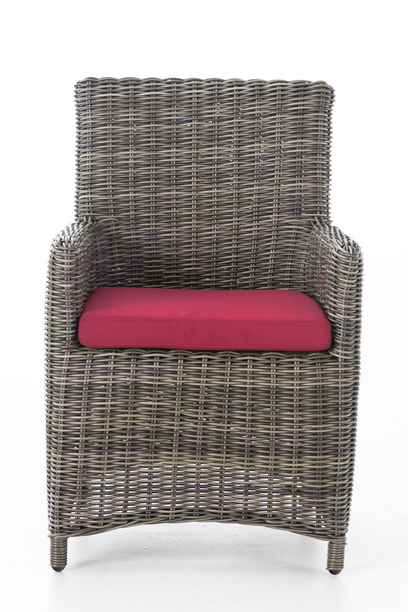 Polyrattan Gartenstuhl Fontana 5mm grau-meliert rubinrot