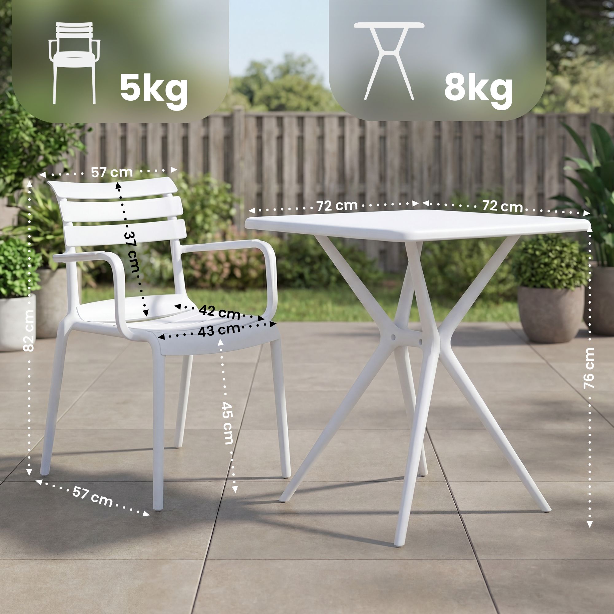 Gartenmöbel-Set Avena mit 4 Stühlen weiß