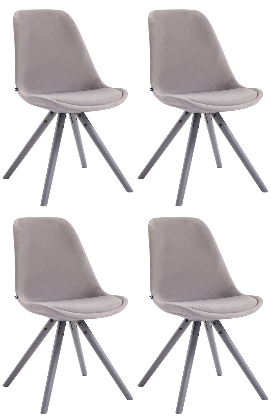 4er Set Stühle Toulouse Samt Rund grau grau