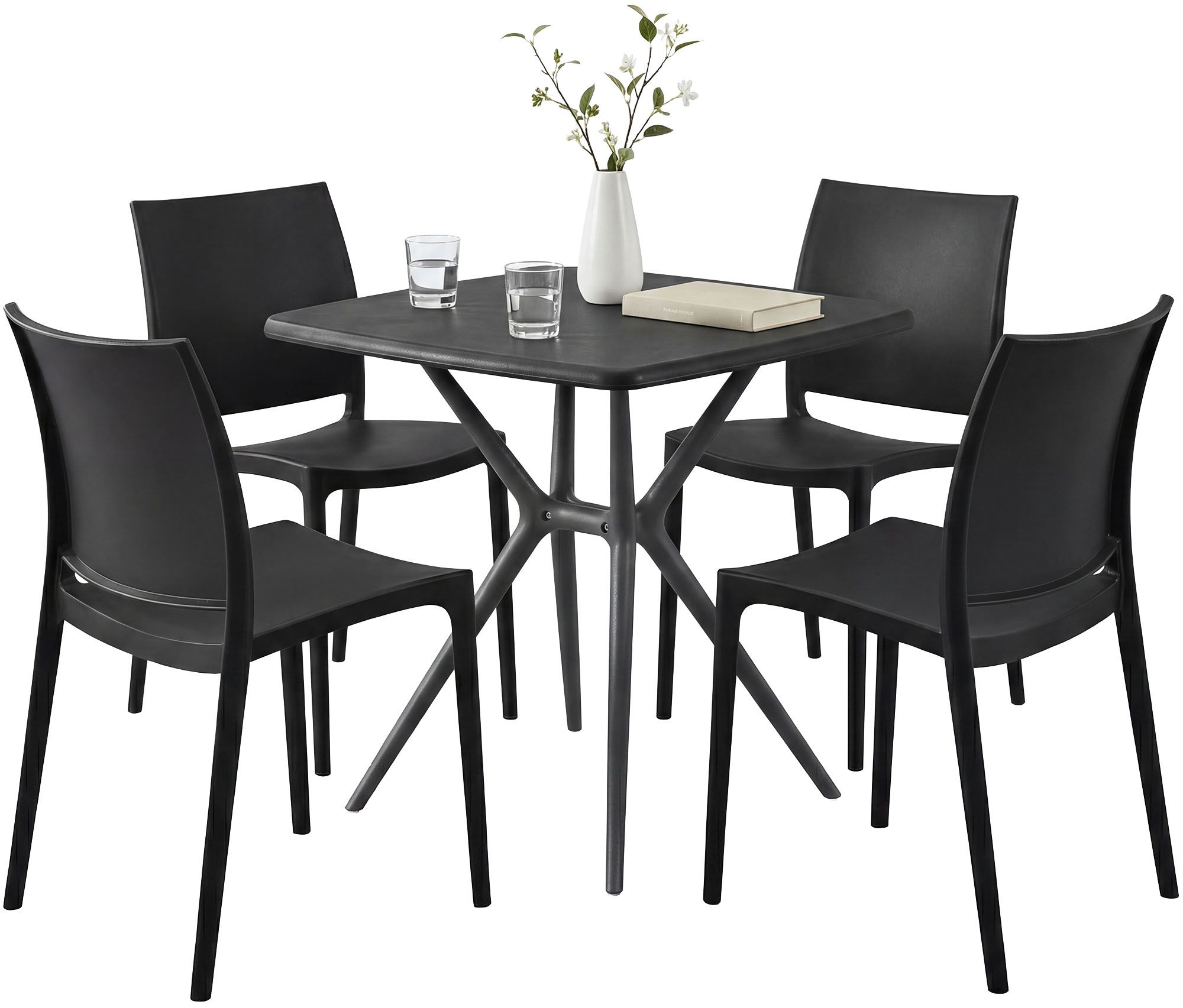 Gartenmöbel-Set Amino mit 4 Stühlen schwarz