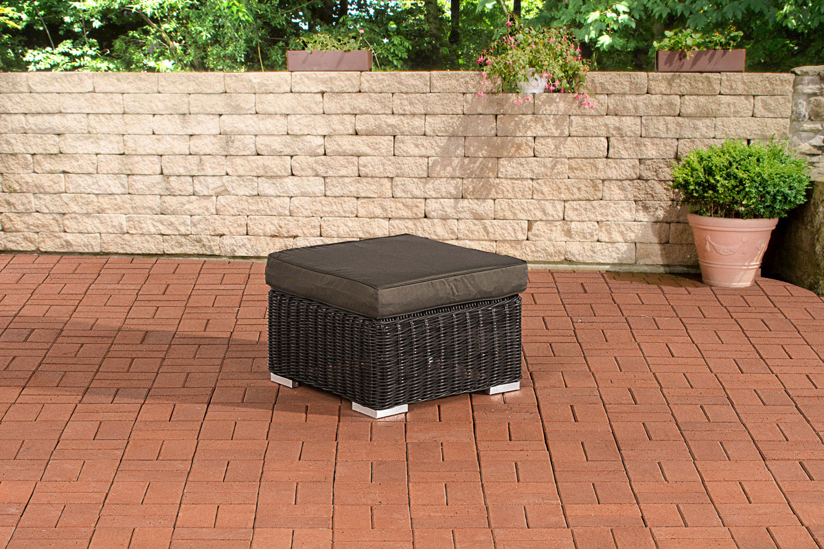 Polyrattan Hocker Bilbao / Madeira schwarz anthrazit
