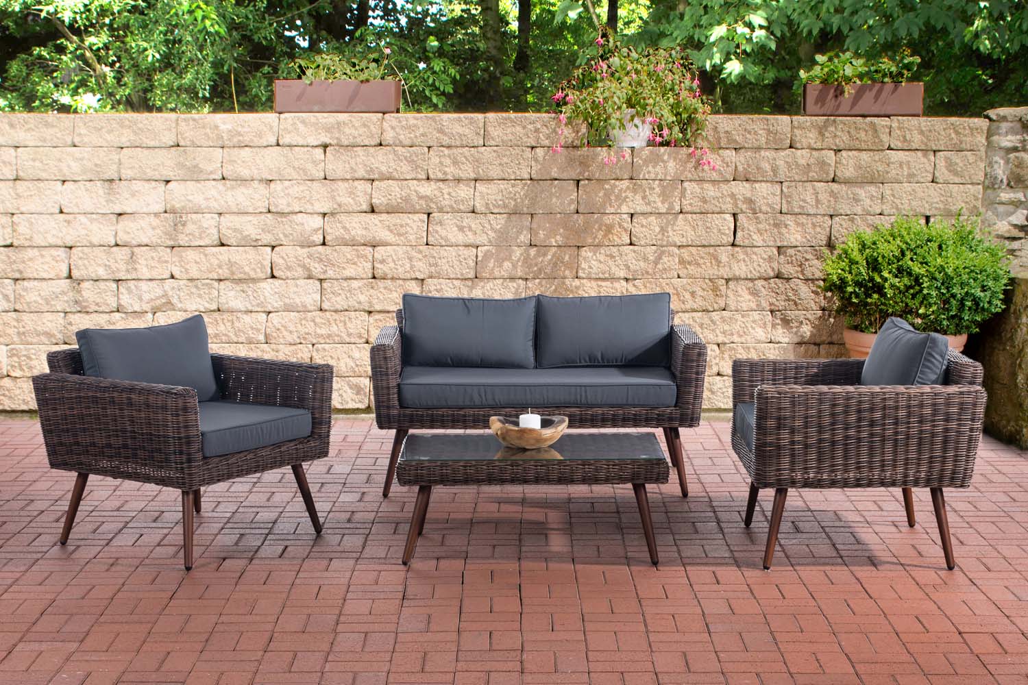 Loungeset Kiruna 5mm Braun-meliert eisengrau 40 cm (Dunkelbraun)