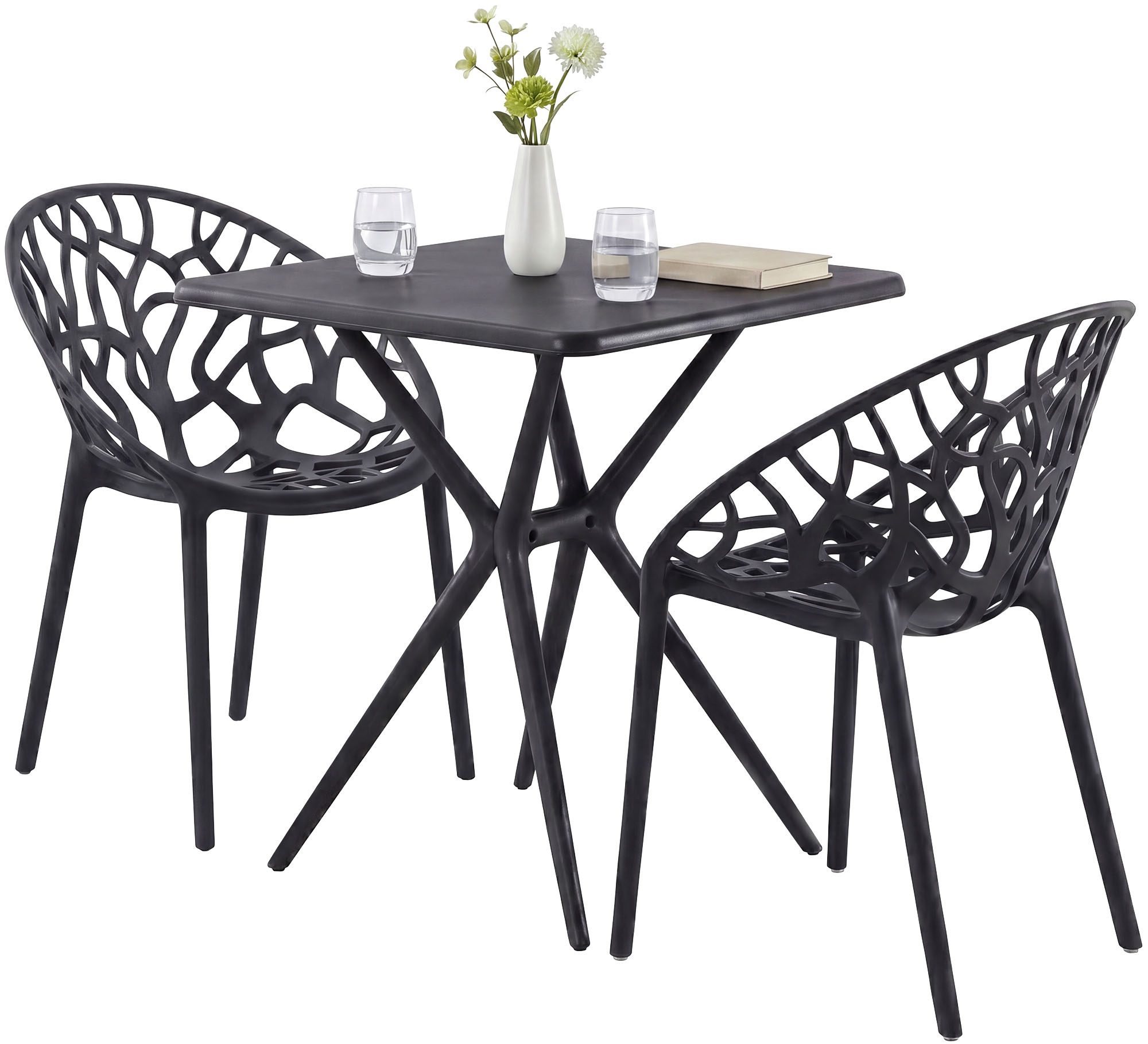Gartenmöbel-Set Lumera mit 2 Stühlen schwarz