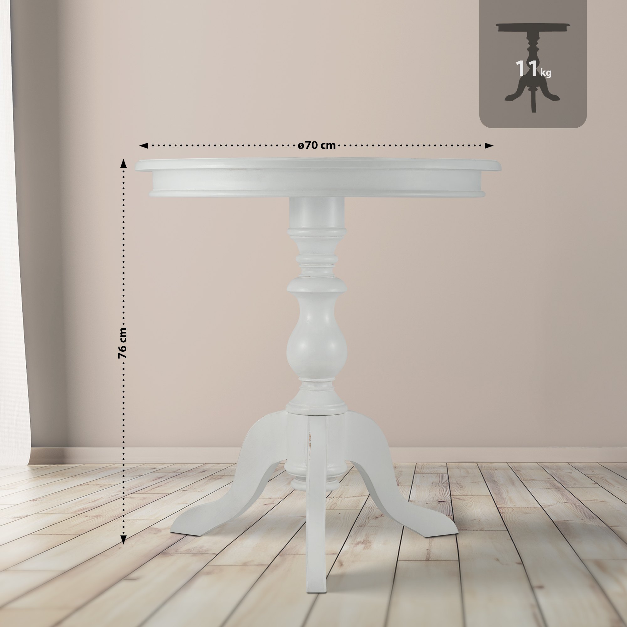 Beistelltisch Wiva 70 cm antik weiß