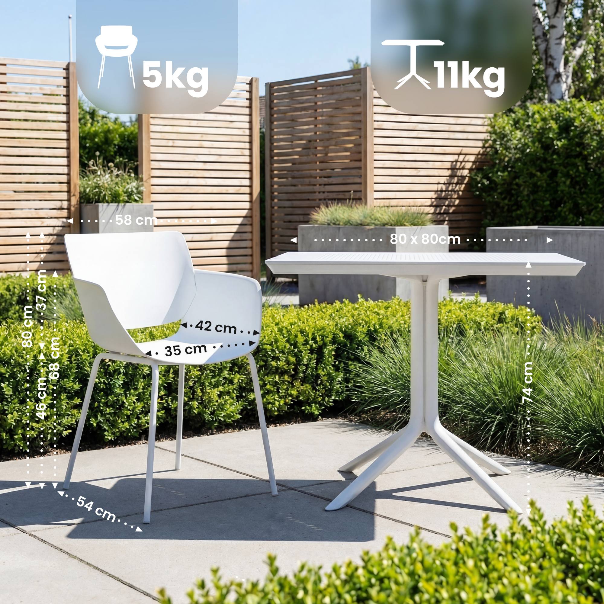 Gartenmöbel-Set Lirra mit 4 Stühlen weiß