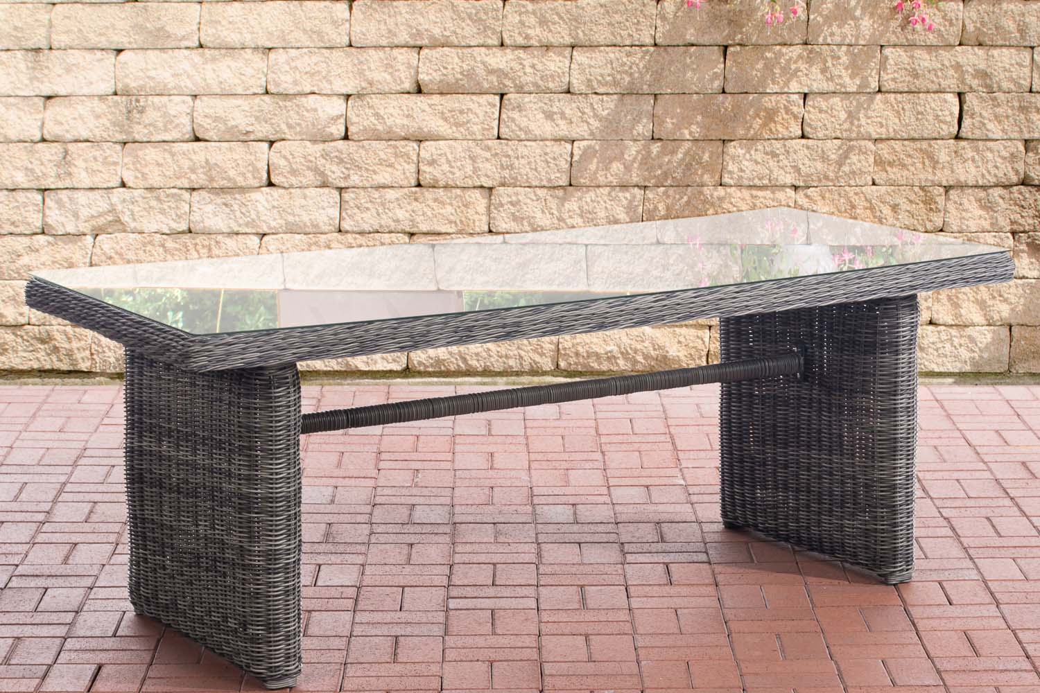 Polyrattan Tisch Fontana XL 200 x 90 cm grau-meliert
