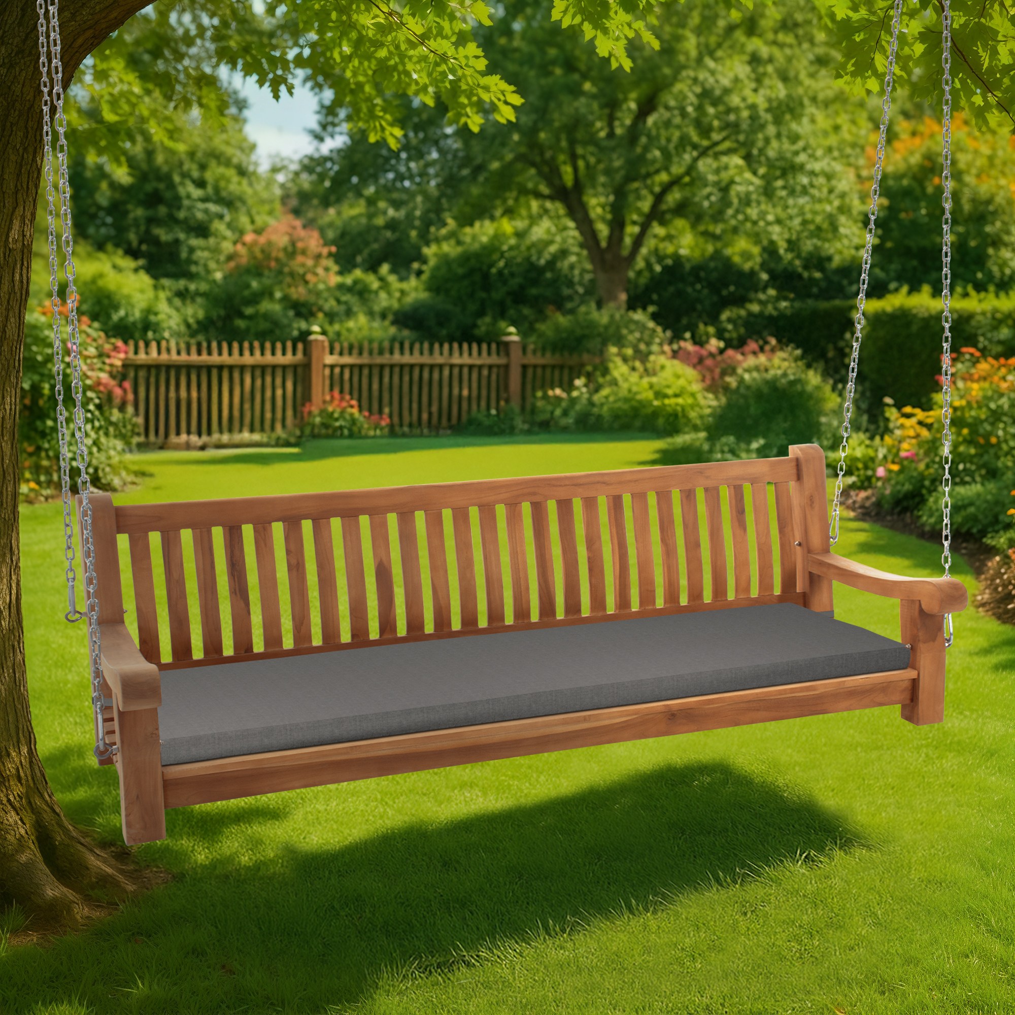 Schaukelbank wetterfest Joyce mit Sitzkissen dunkelgrau 186x48x8 cm