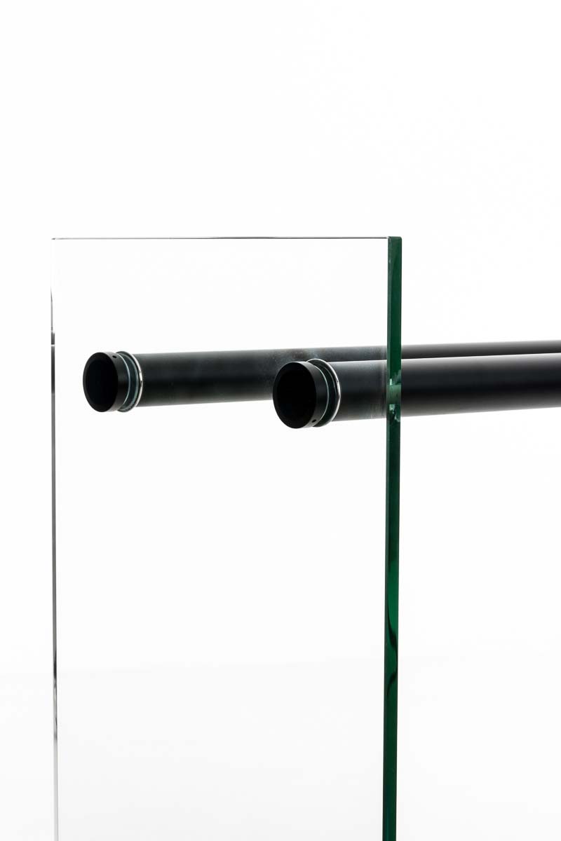 Kaminholzständer Dacio Klarglas schwarz 35x80x125 cm