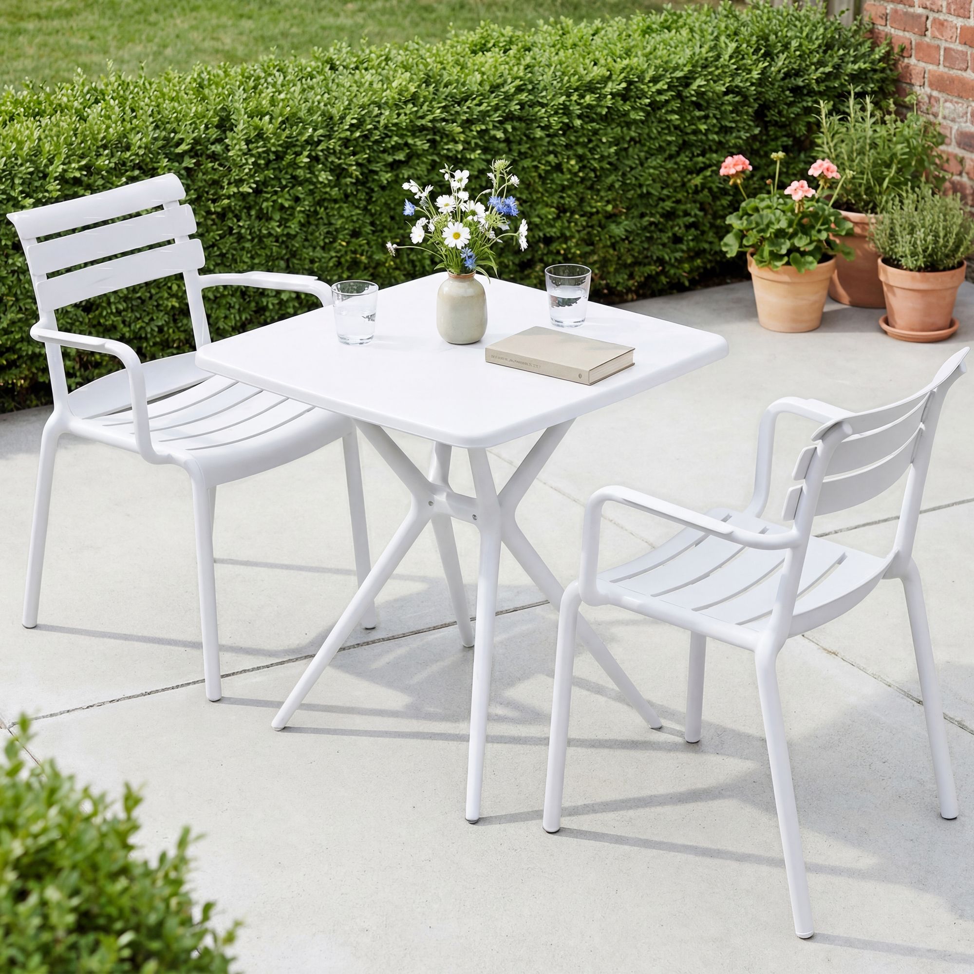 Gartenmöbel-Set Avena mit 2 Stühlen weiß