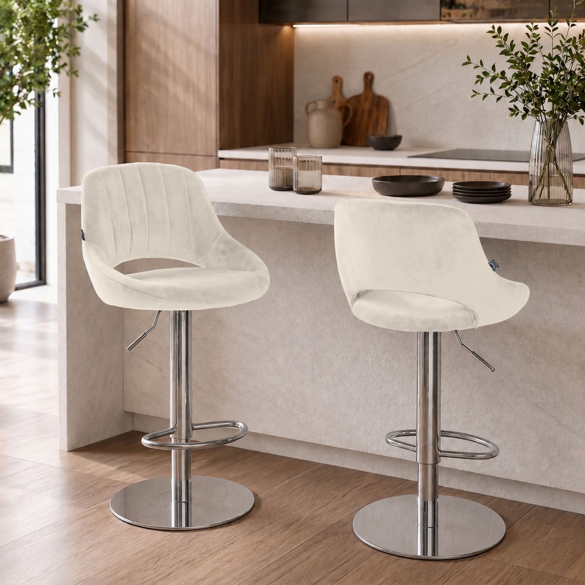 Barhocker Milet Chrom mit extra schwerem Standfuß