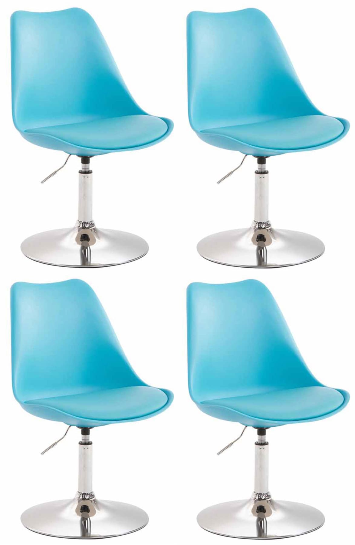 4er Set Esszimmerstühle Maverick Kunststoff blau chrom