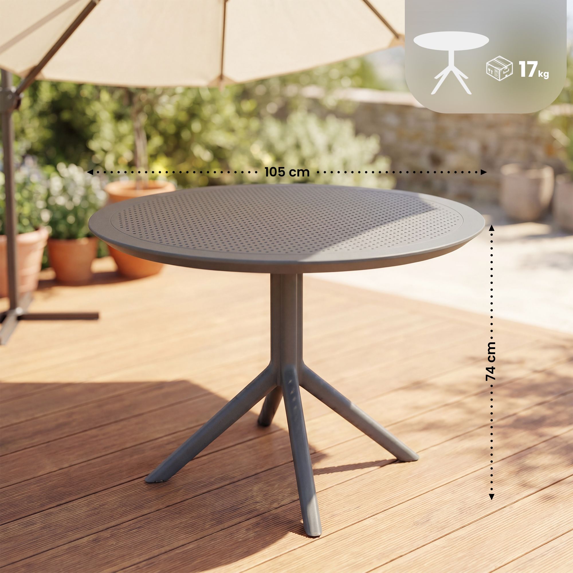 Tisch Sky 105 cm dunkelgrau