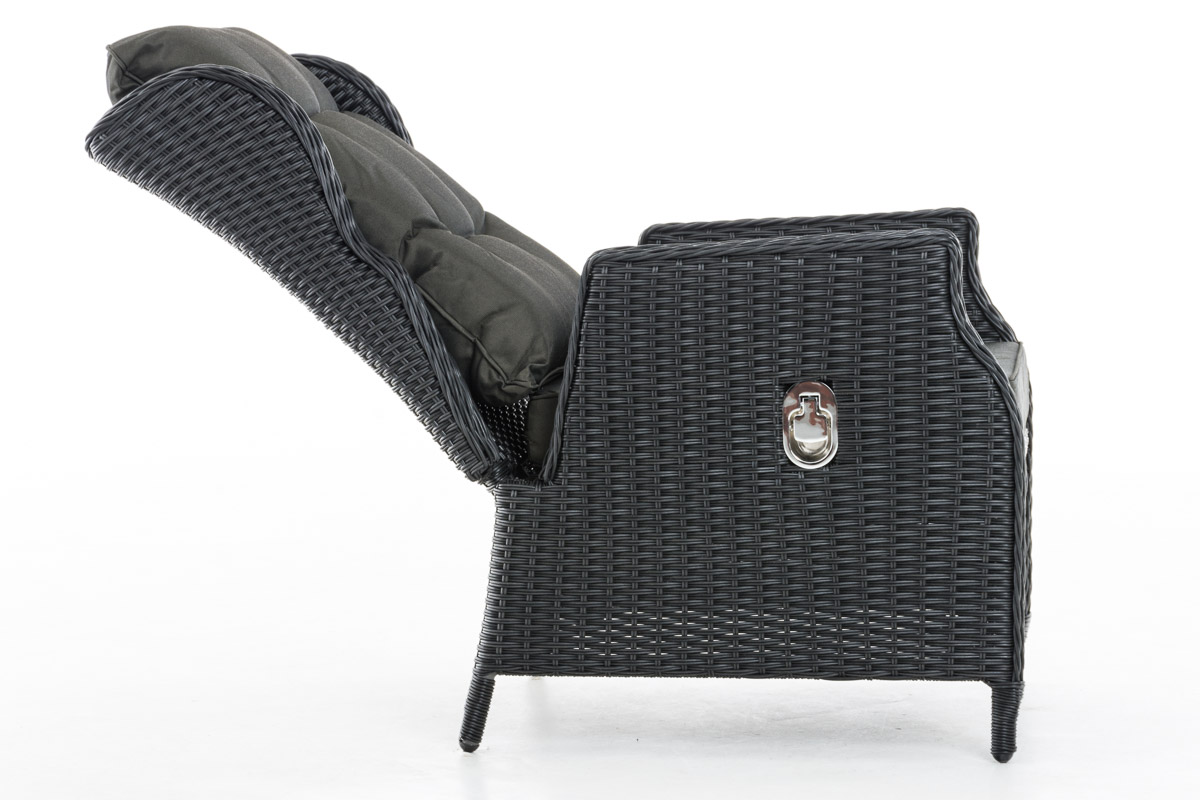 Polyrattan Verstellbarer Sessel Breno inkl. Fußhocker schwarz anthrazit