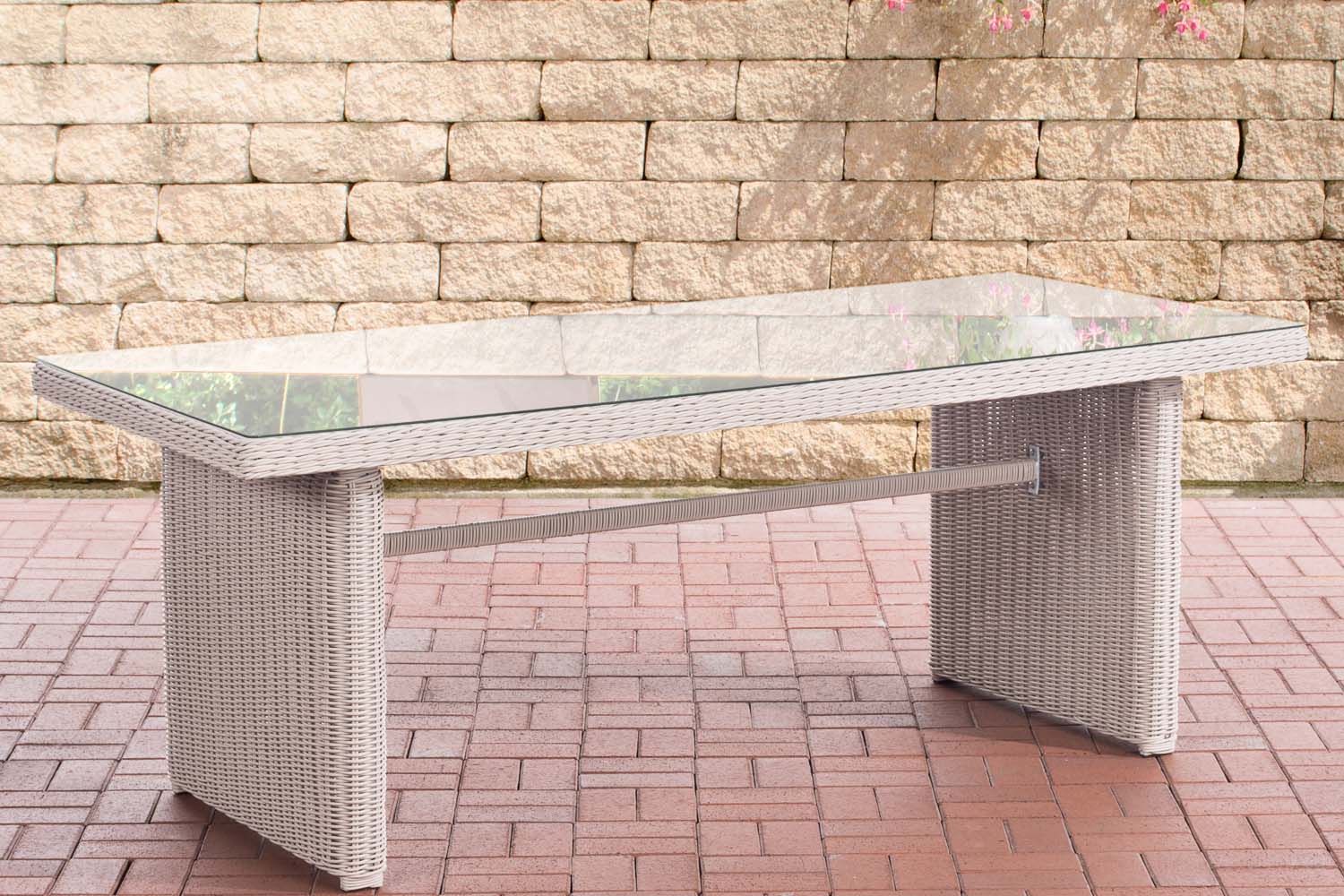 Polyrattan Tisch Fontana XL 200 x 90 cm perlweiß