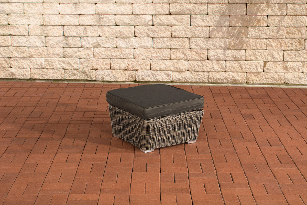 Polyrattan Fußhocker Hocker Mandal grau-meliert anthrazit