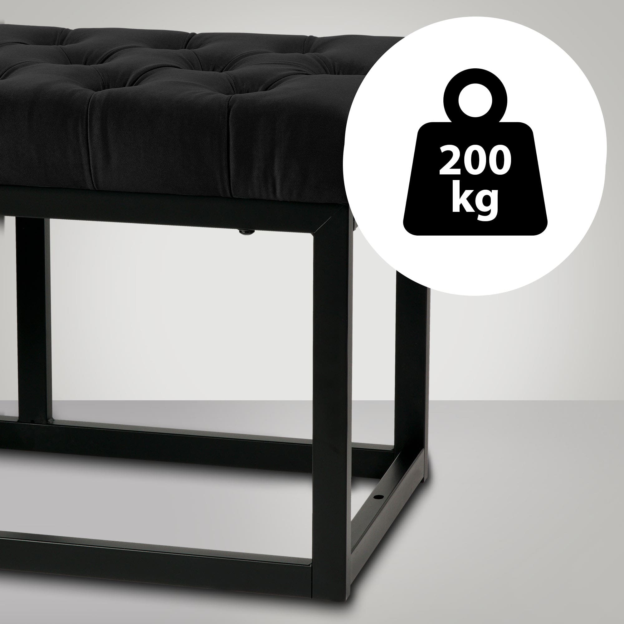 Sitzbank Polson Samt Schwarz schwarz 150 cm