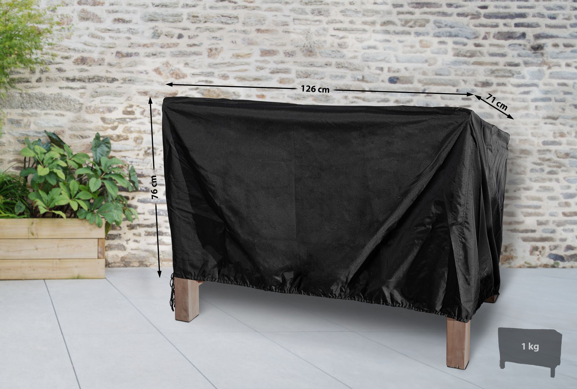 Abdeckhaube für Gartenbank 120cm schwarz