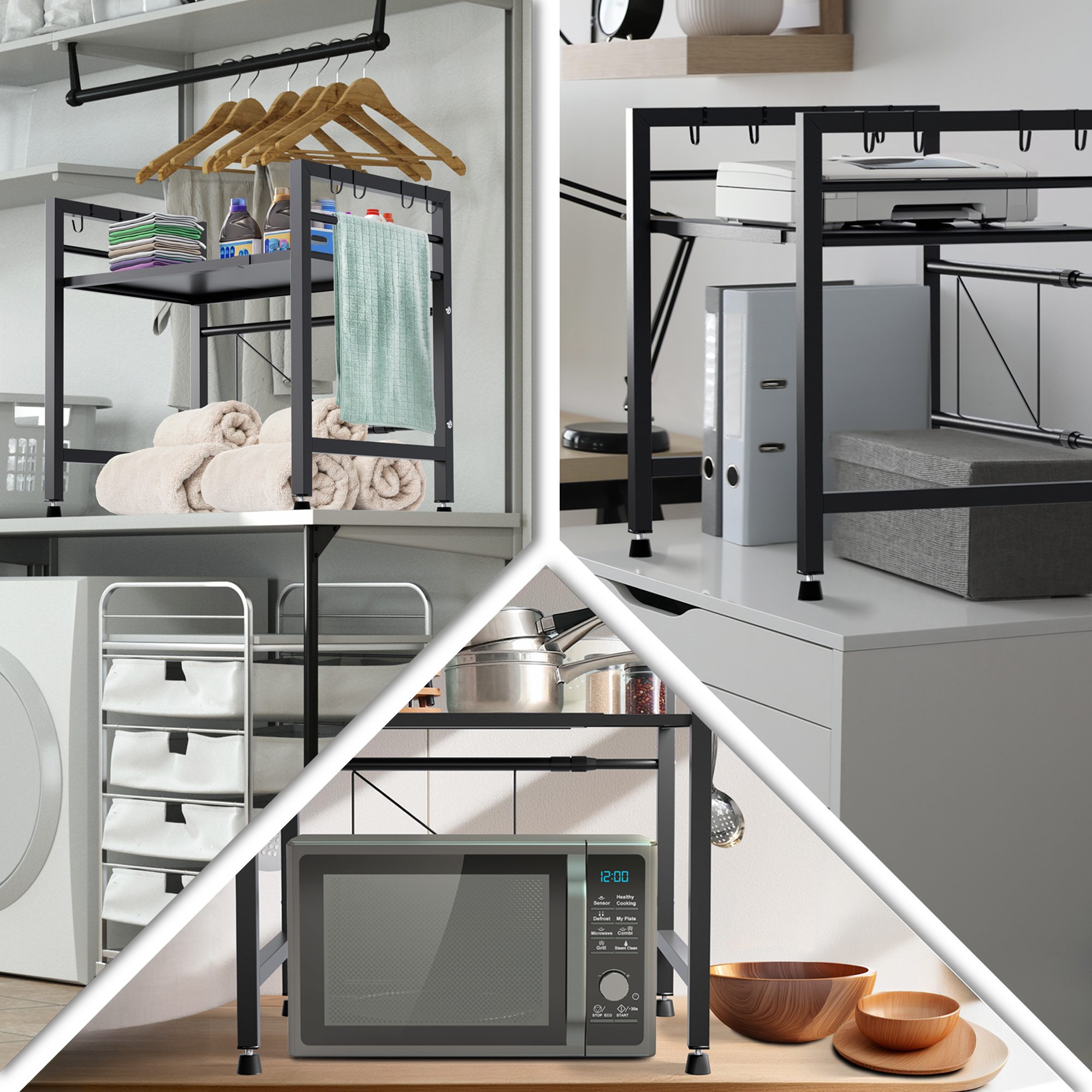 Mikrowellenregal Marana stufig schwarz 2-stufig