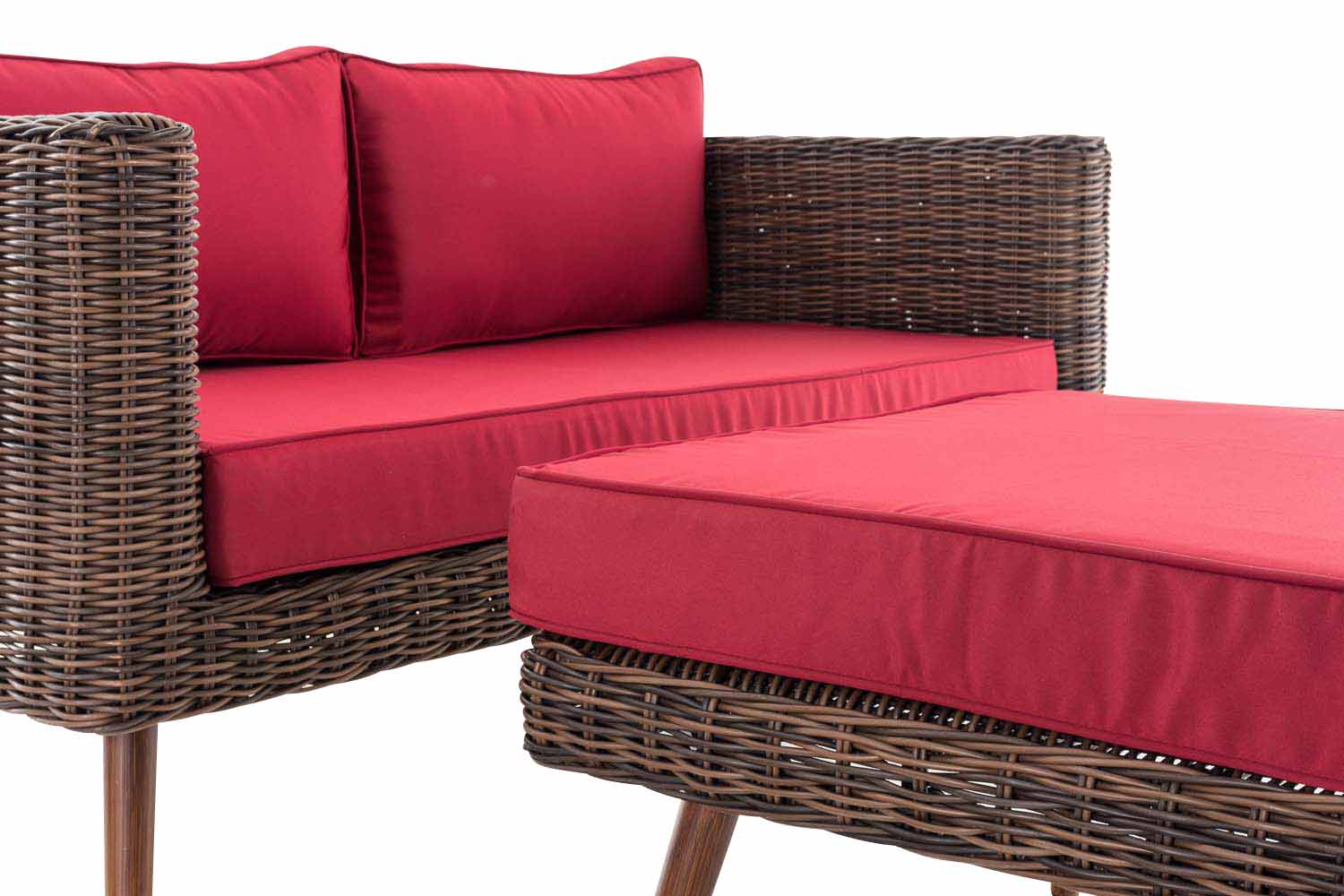 2er Sofa Molde mit Fußhocker 5mm Braun-meliert rubinrot 40 cm (Dunkelbraun)