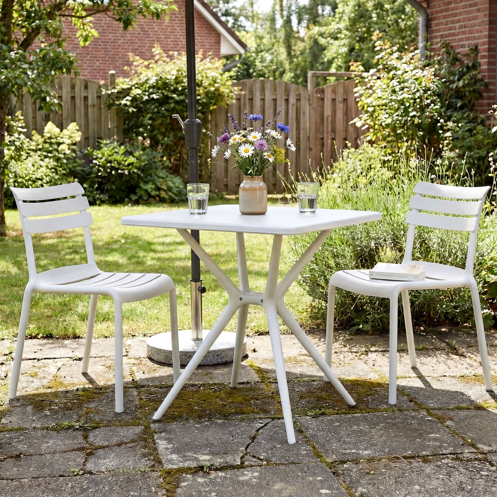 Gartenmöbel-Set Vela mit 2 Stühlen weiß