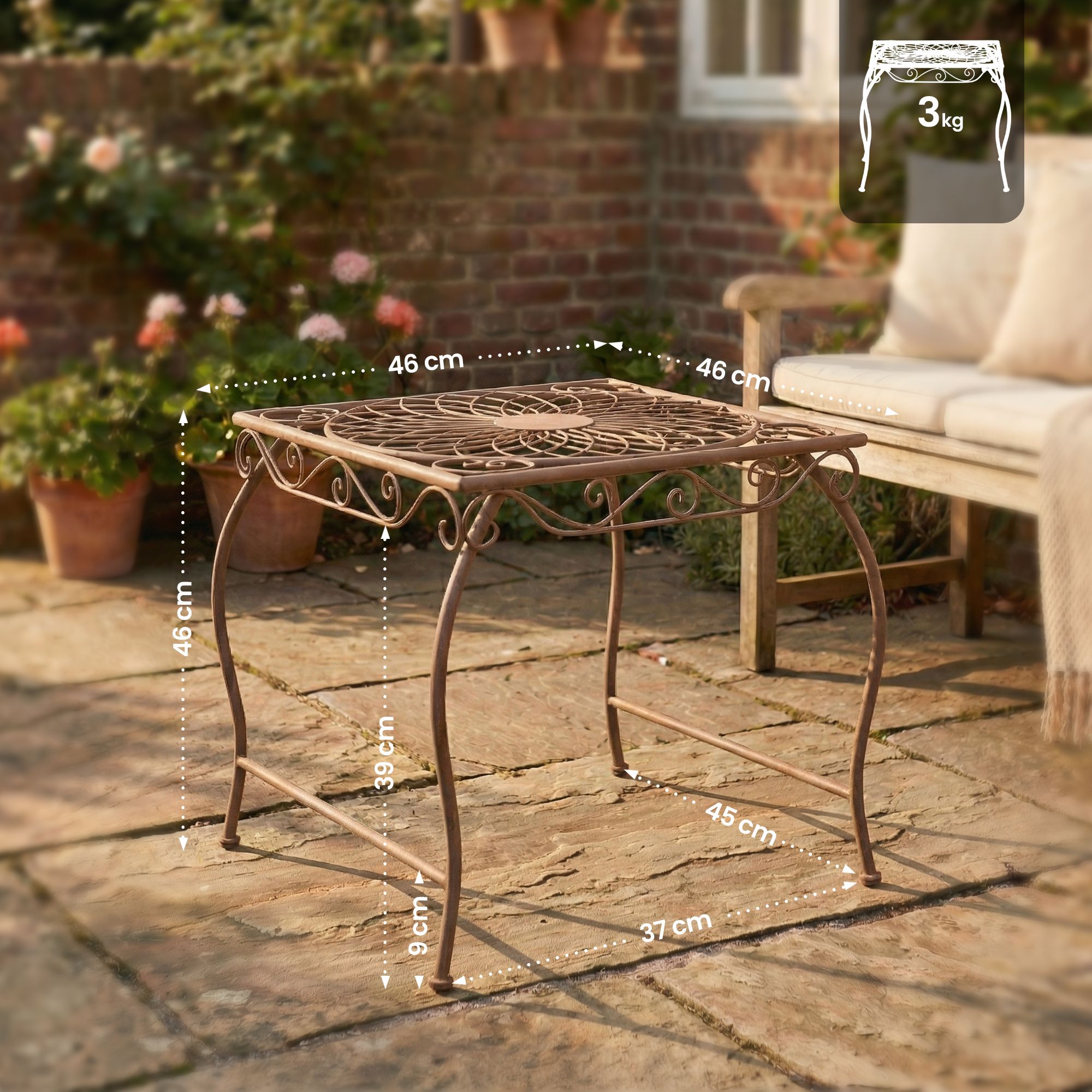 Gartentisch Zarina antik braun